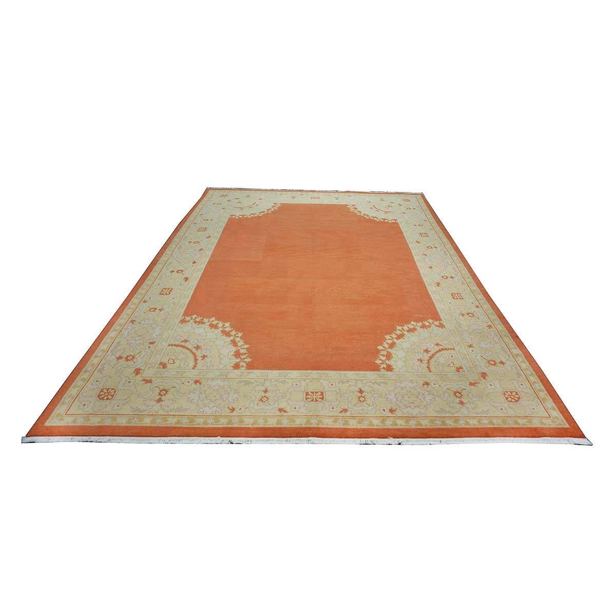 Chinese Oushak Wool 9x12 Orange & Ivory Handmade Area Rug #1144771