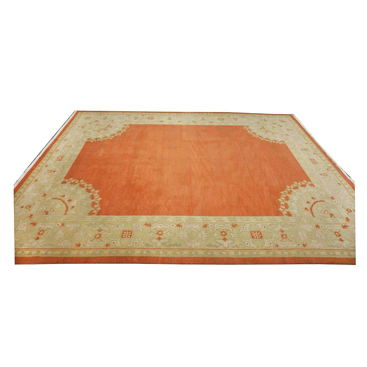 Chinese Oushak Wool 9x12 Orange & Ivory Handmade Area Rug #1144771