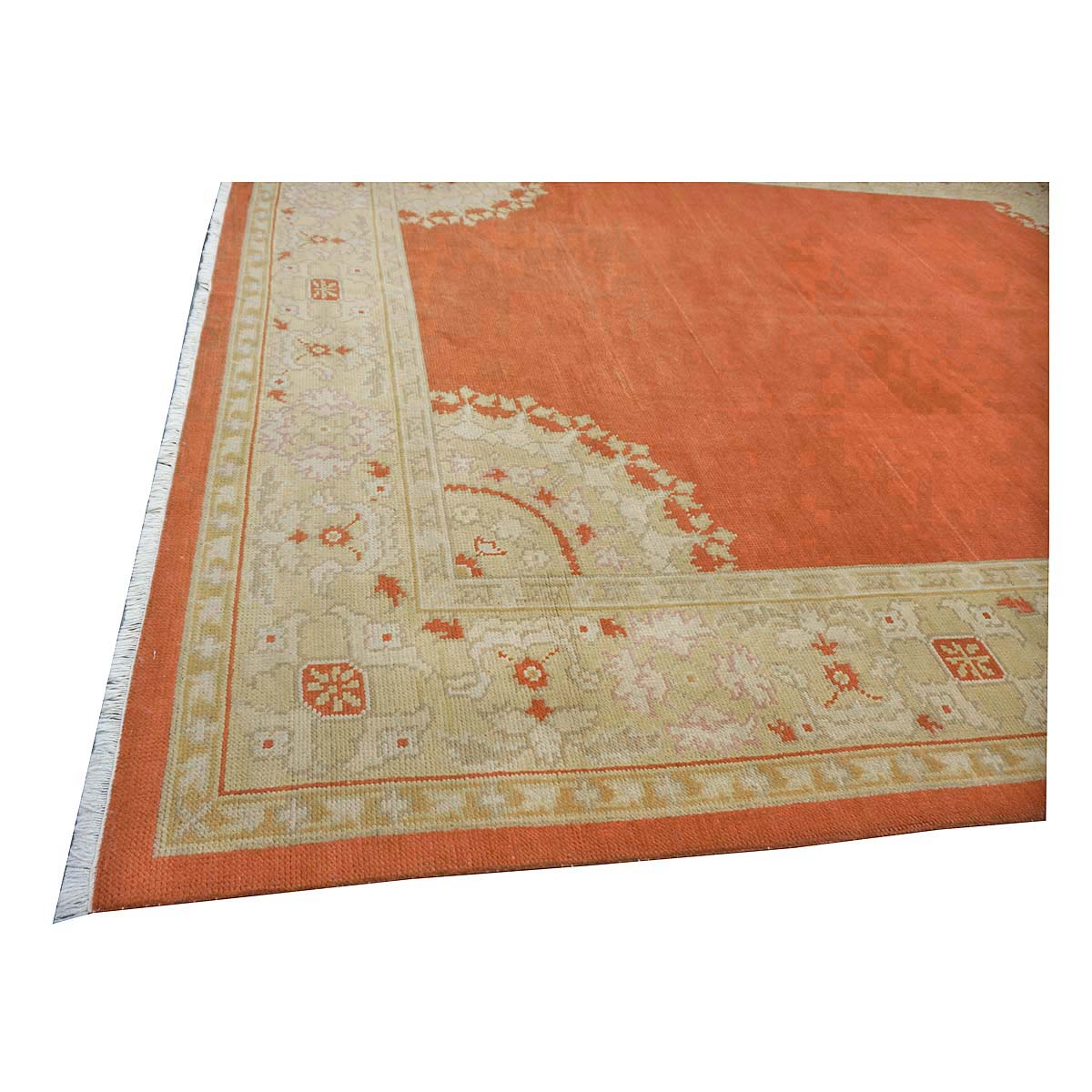 Chinese Oushak Wool 9x12 Orange & Ivory Handmade Area Rug #1144771