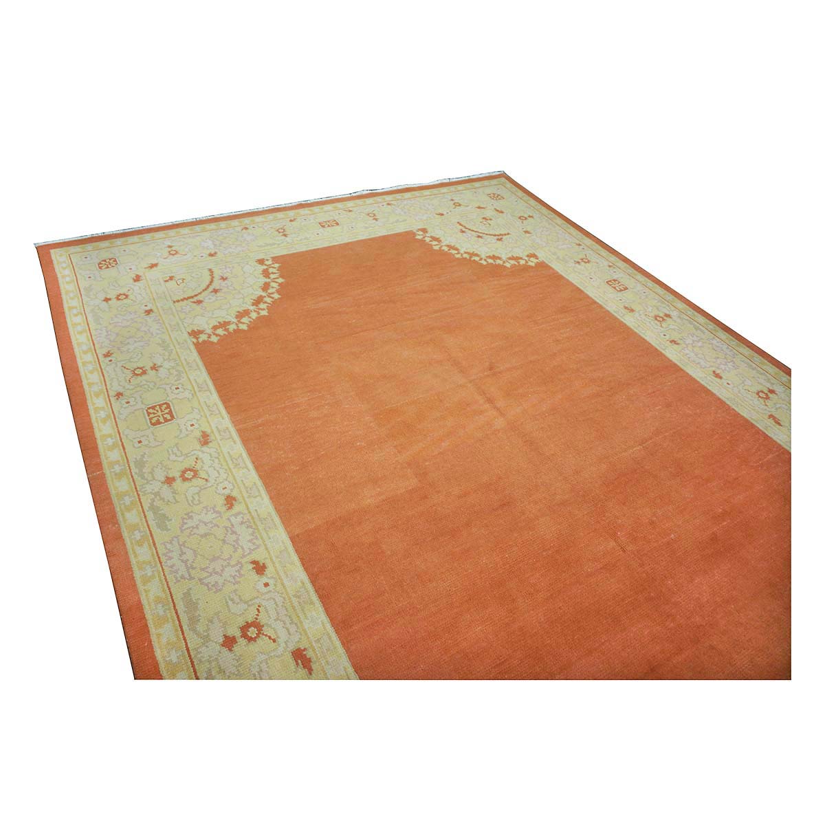 Chinese Oushak Wool 9x12 Orange & Ivory Handmade Area Rug #1144771