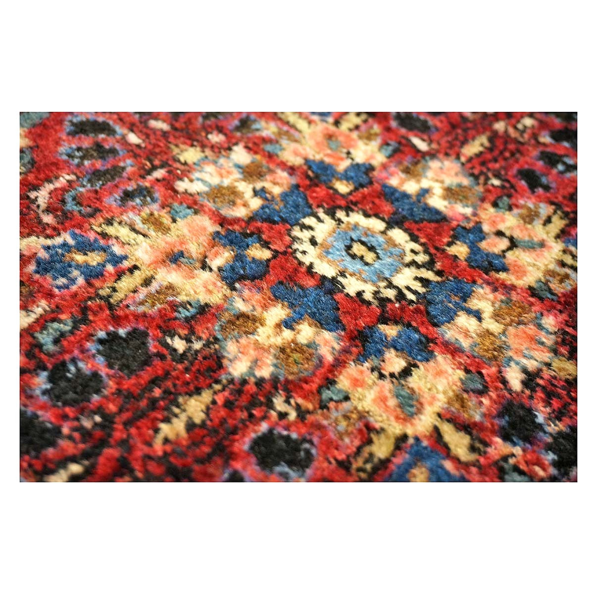 Antique Persian Sarouk Wool 2x3 Red, Blue & Ivory Handmade Throw Rug  #1144772