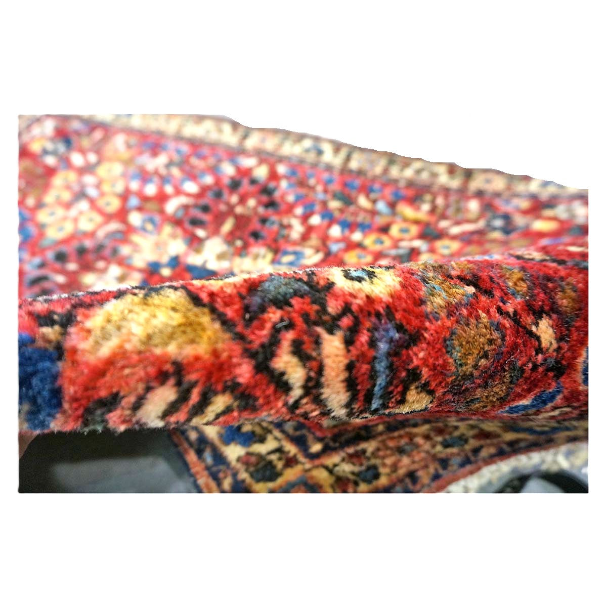 Antique Persian Sarouk Wool 2x3 Red, Blue & Ivory Handmade Throw Rug  #1144772
