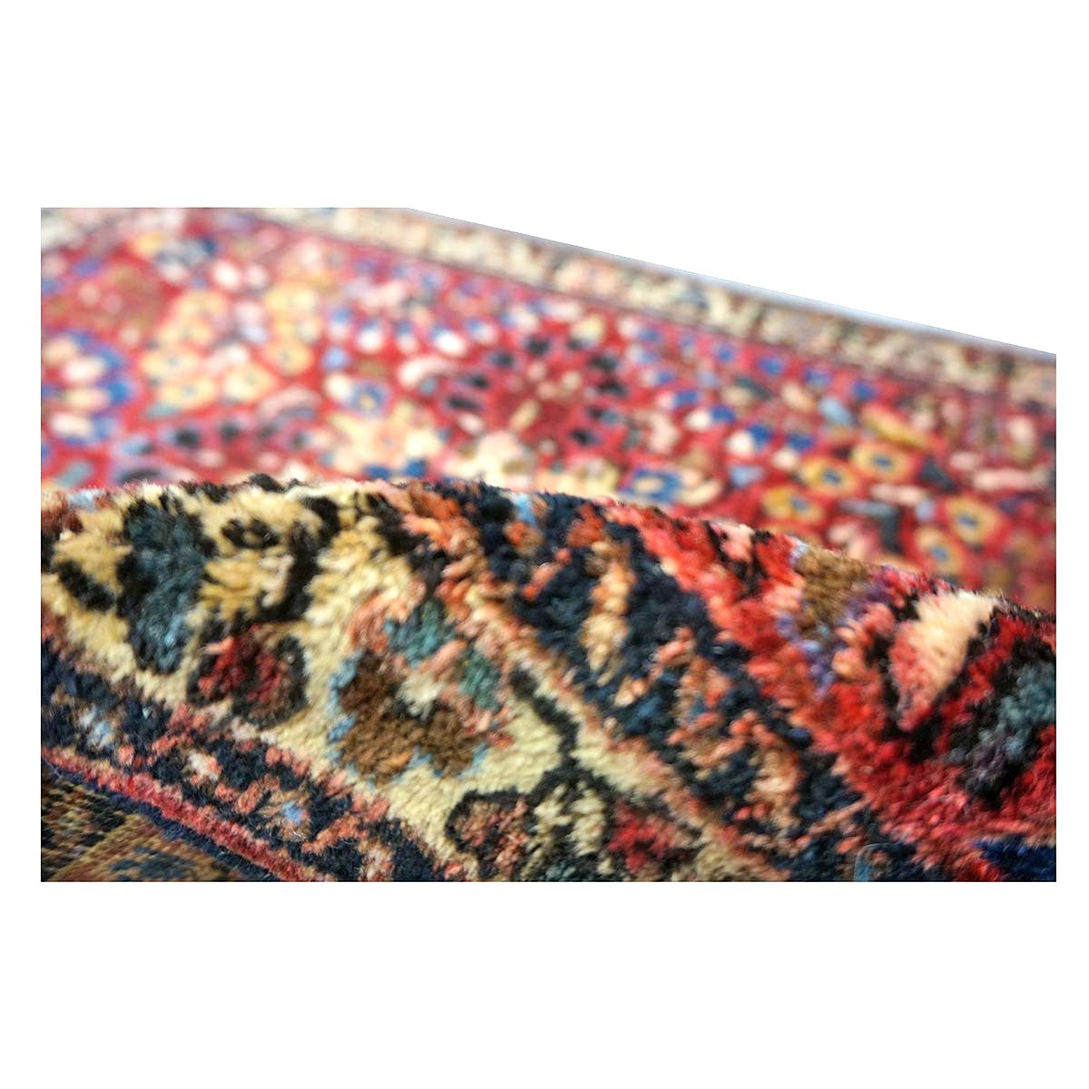 Antique Persian Sarouk Wool 2x3 Red, Blue & Ivory Handmade Throw Rug  #1144772