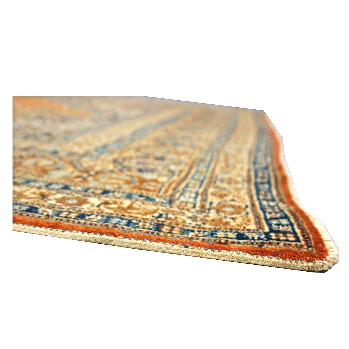 Antique Persian Tabriz Haji Jalili Wool 4x6 Ivory, Navy & Orange Handmade Area Rug  #1144788