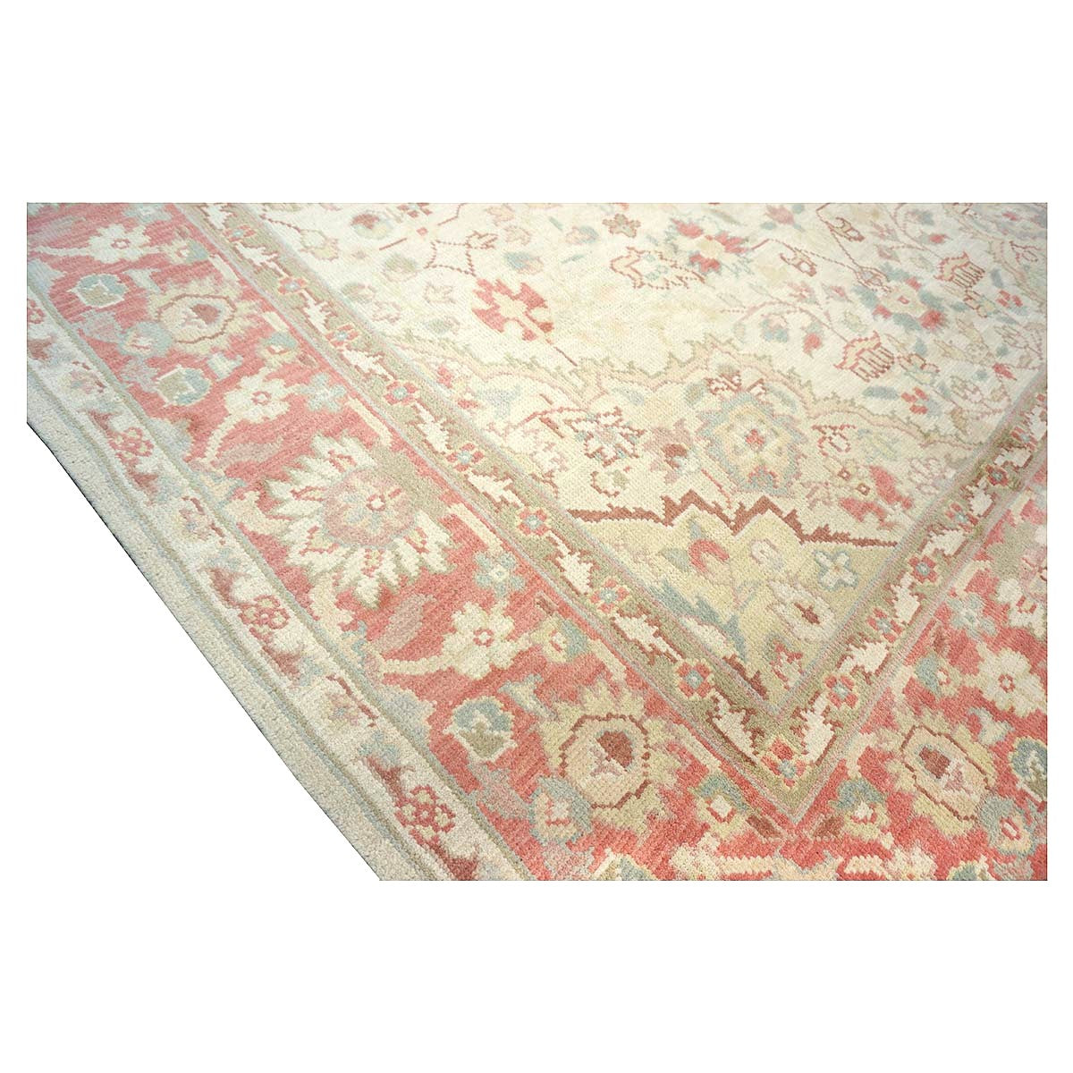 Chinese Tabriz Wool 9x12 Ivory & Salmon Handmade Area Rug #1144794