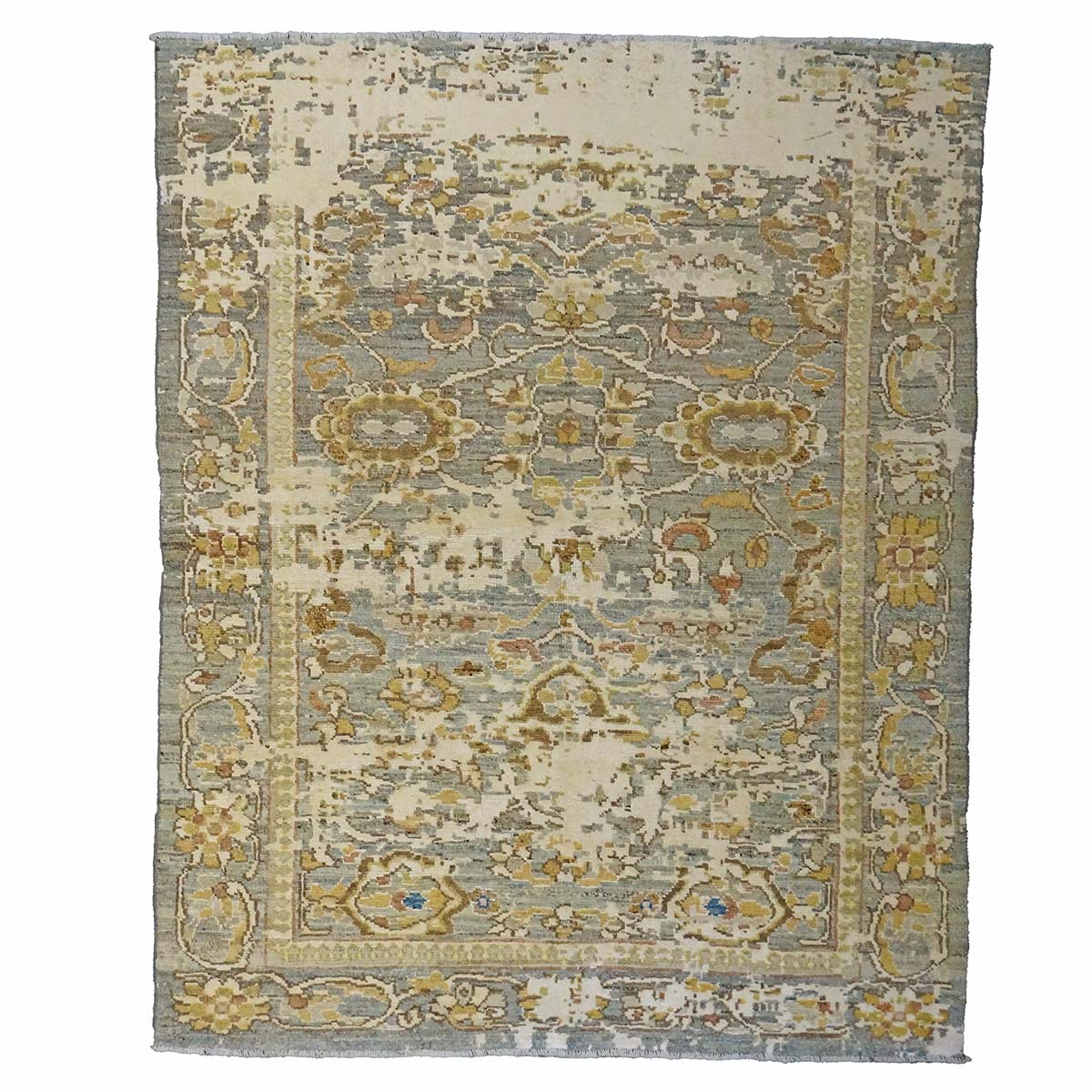 21st Century Turkish Oushak 4X6 Gray, Khaki, Ivory & Gold Handmade Area Rug #1144146 image 0