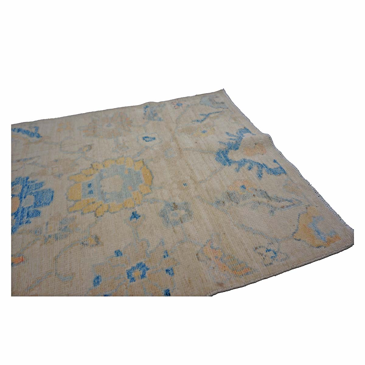 21st Century Turkish Oushak 3X6 Gold, Ivory & Slate Blue Handmade Runner Rug #1144167 image 9
