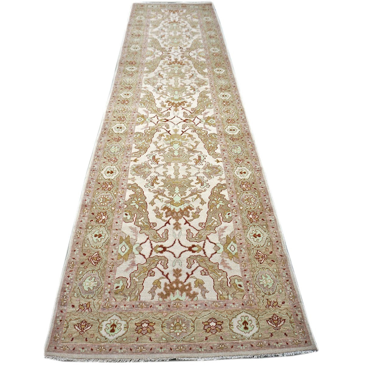 Persian Sultanabad 4x17 Light Khaki & Ivory Hall Runner #1143260 image 1