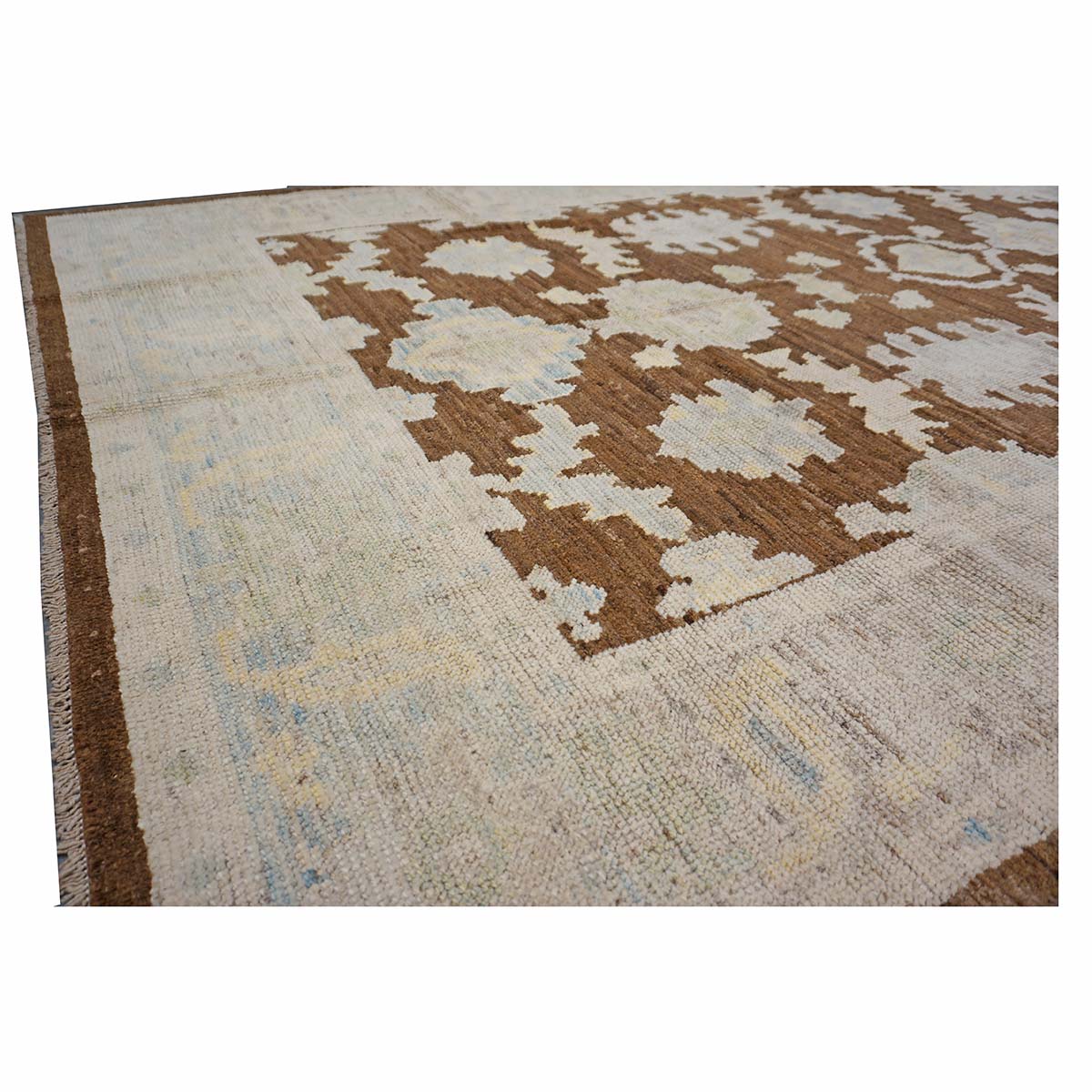 21st Century Turkish Oushak 7x10 Ivory & Brown Handmade Area Rug #1144189 image 5