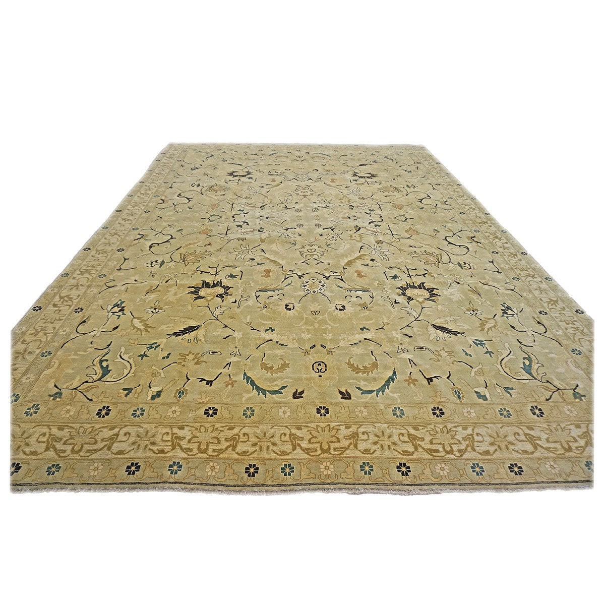 Turkish Agra 9x12 Light Olive and Khaki Handmade Area Rug #1141219 image 1