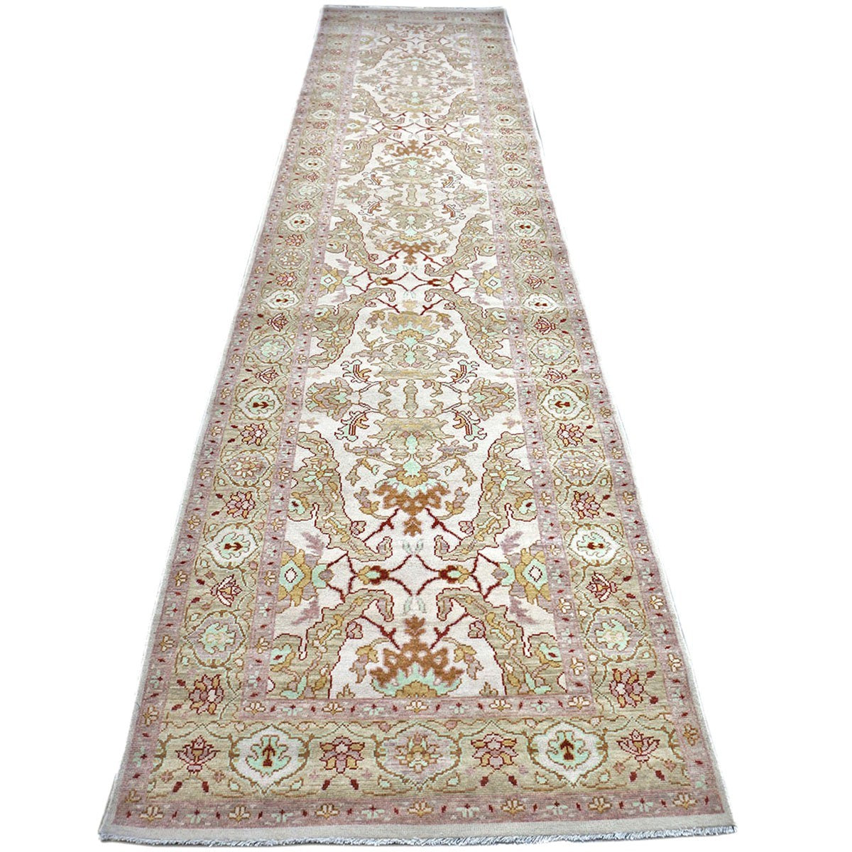 Persian Sultanabad 4x17 Light Khaki & Ivory Hall Runner #1143260 image 3