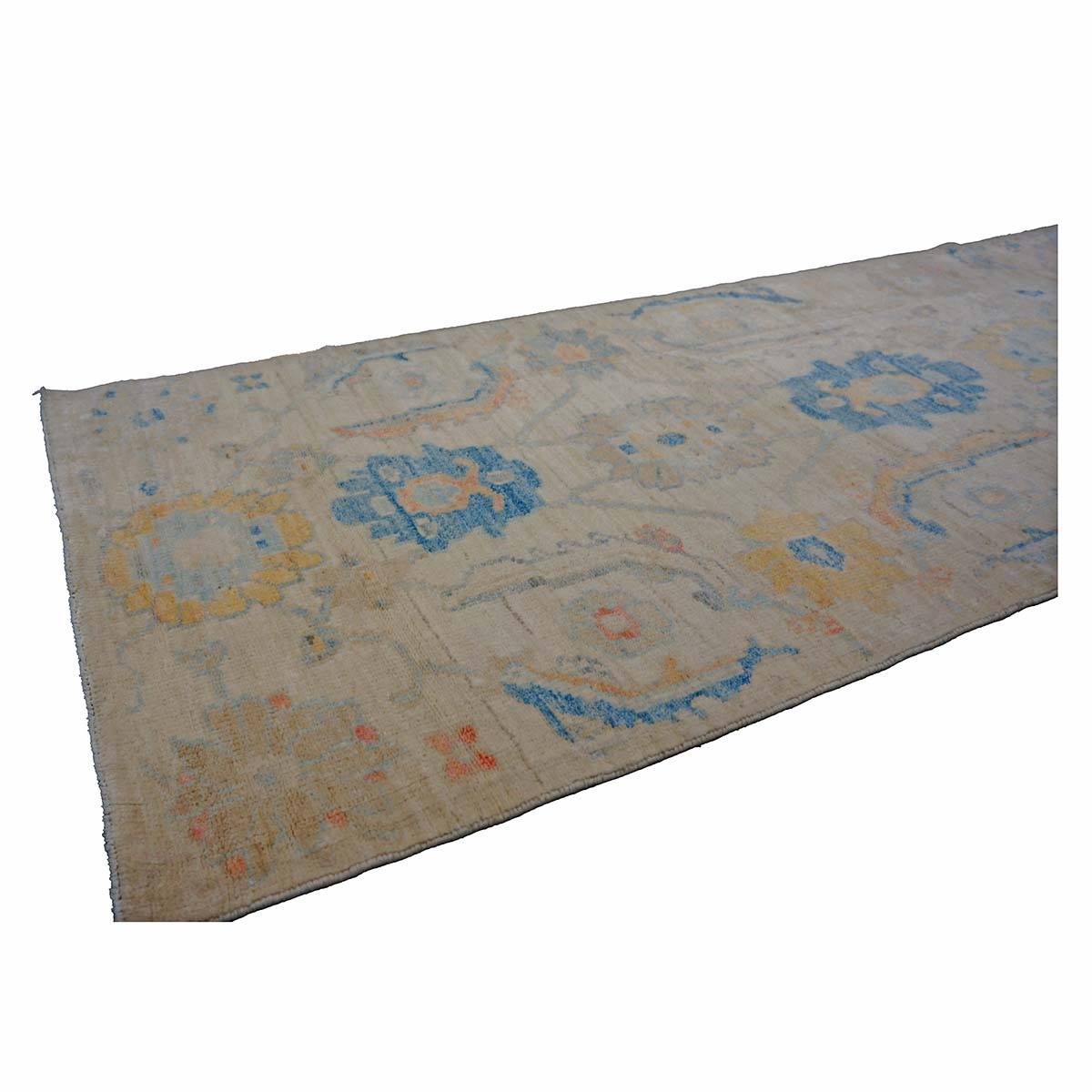 21st Century Turkish Oushak 3X6 Gold, Ivory & Slate Blue Handmade Runner Rug #1144167 image 6