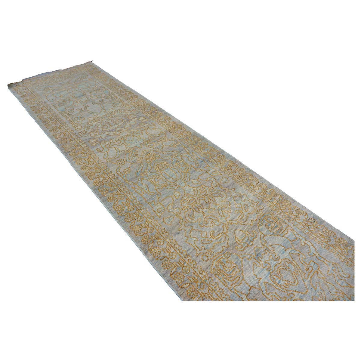Sultanabad Master 3x12 Light Slate & Gold Hallway Runner Rug #1143677 image 6