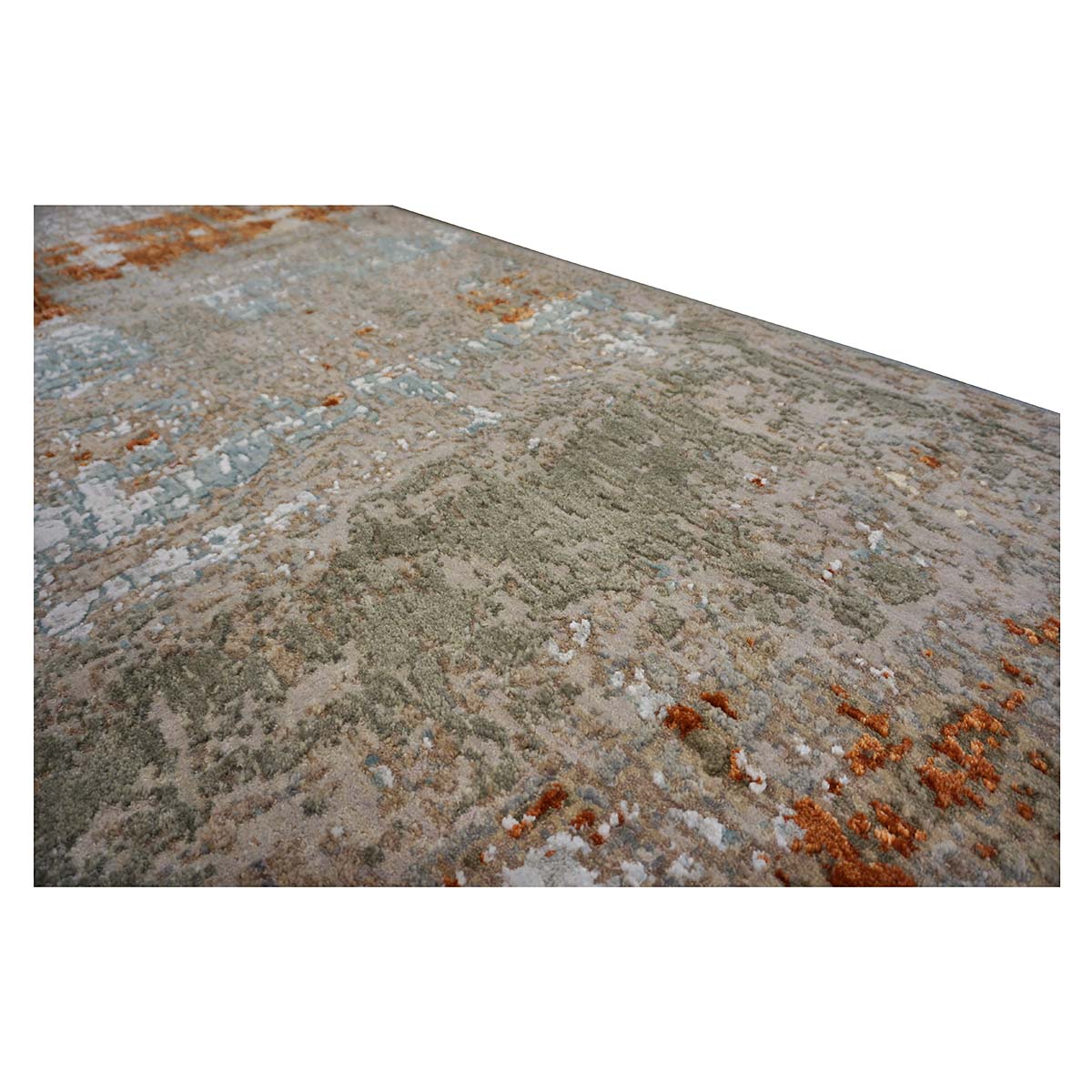 Indian Modern Wool & Silk 3X9 Grey, Rust, & Slate Runner Area Rug #1144152 image 11