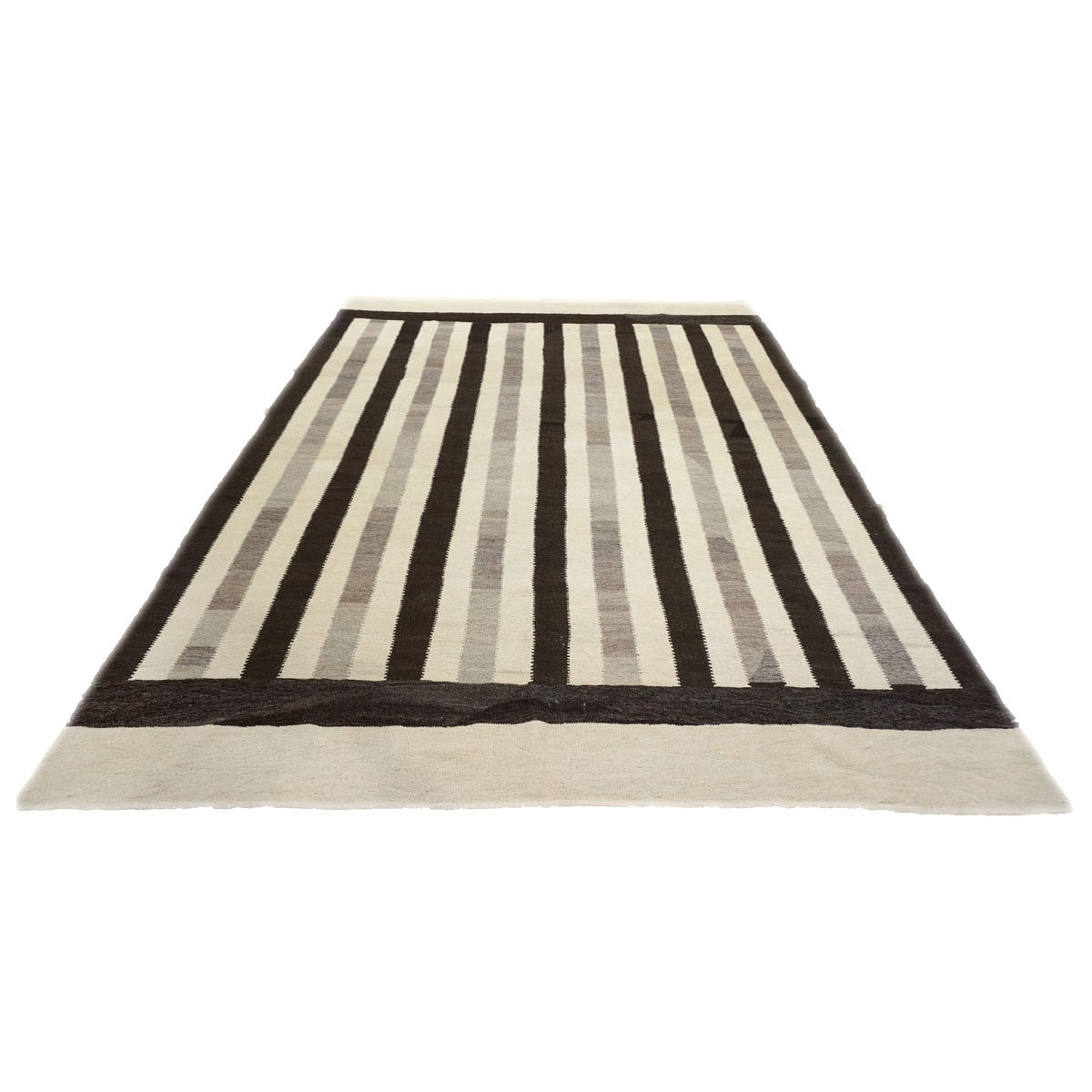 Persian Flatweave Safari Kilim 8x11 Ivory & Brown Handmade Area Rug #1142160 image 1
