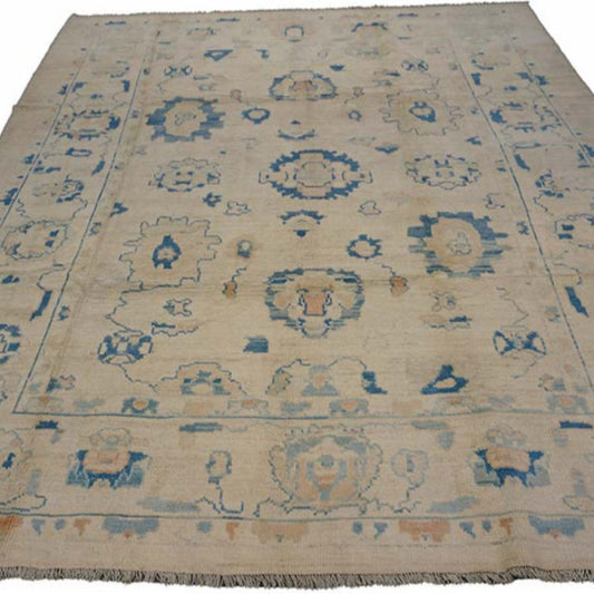21st Century Turkish Oushak 8x10 Ivory & Slate Blue Handmade Area Rug #1144190 image 1