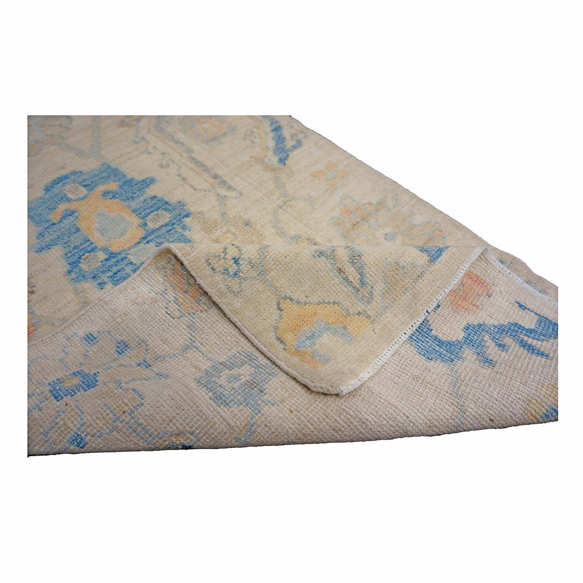 21st Century Turkish Oushak 3X6 Gold, Ivory & Slate Blue Handmade Runner Rug #1144167 image 11