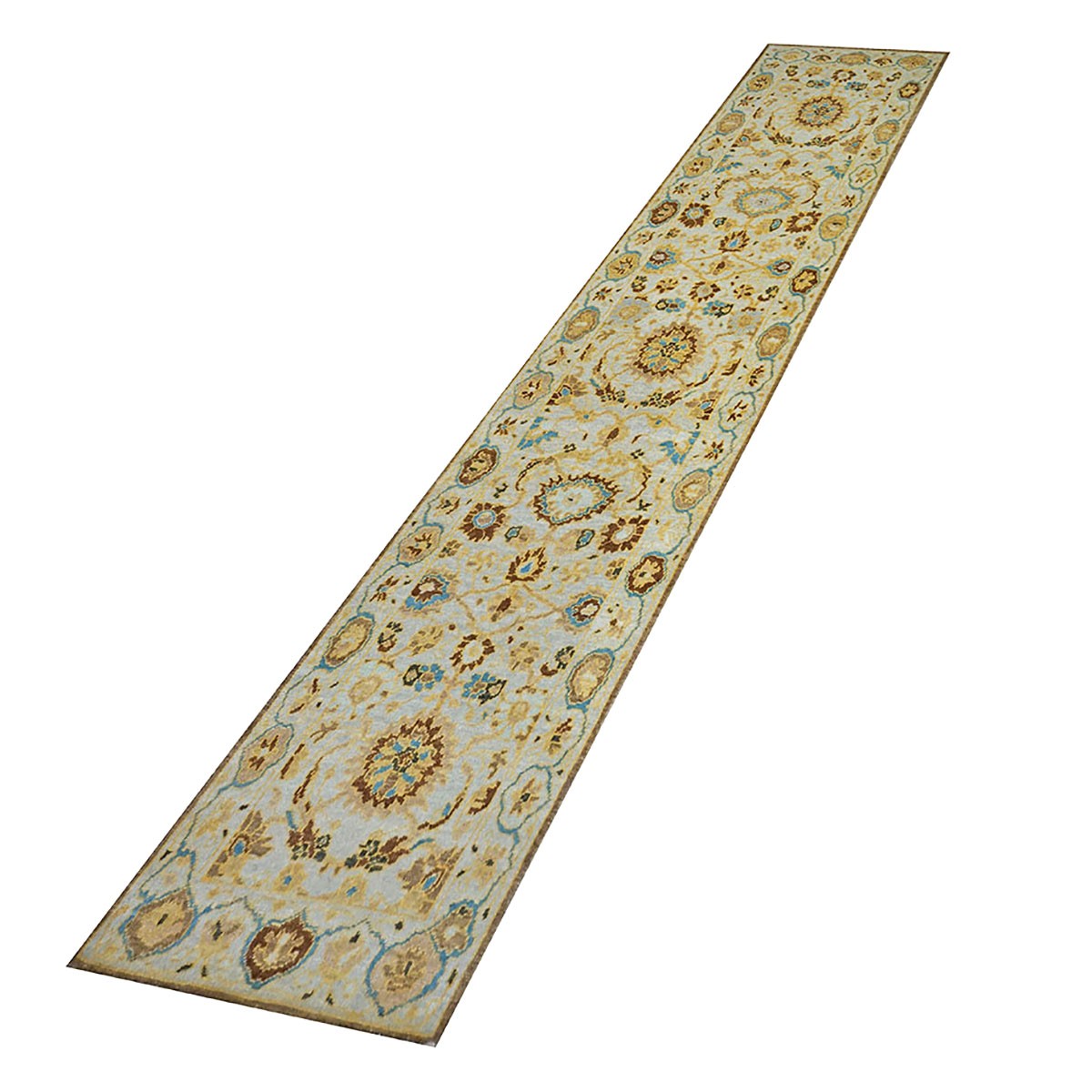 Persian Sultanabad 2.6x10 Grey & Gold Handmade Hall Runner Rug#1143675 image 1
