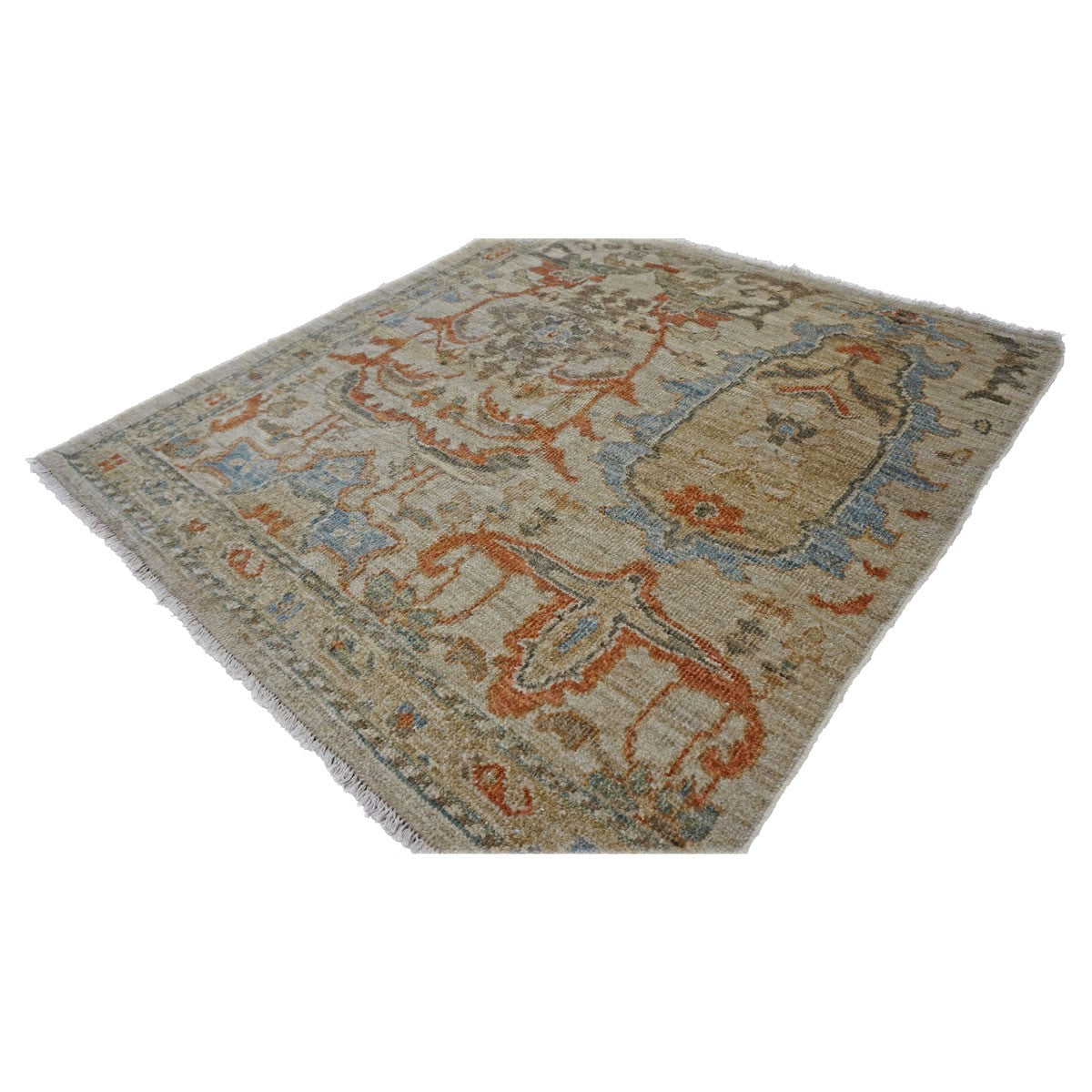 Persian Sultanabad 3x3 Ivory & Rust Area Rug #1141257 image 2