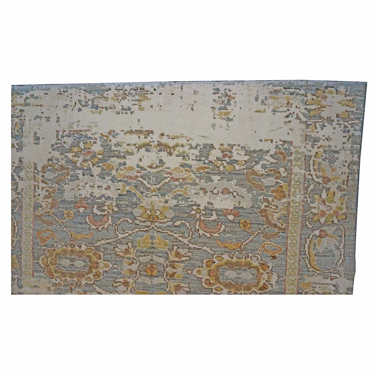 21st Century Turkish Oushak 4X6 Gray, Khaki, Ivory & Gold Handmade Area Rug #1144146 image 5