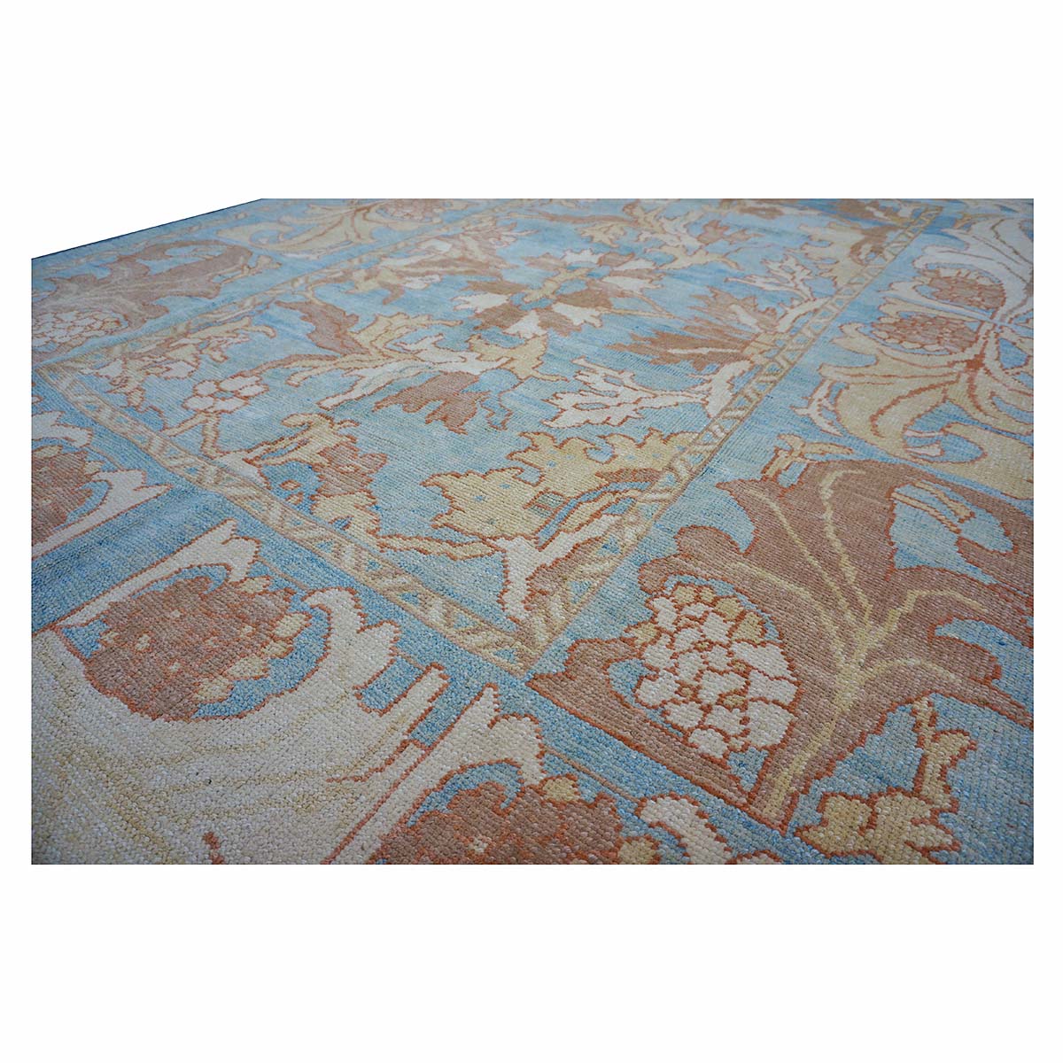 21st Century Turkish Donegal Oushak 8x11 Blue, Ivory, & Clay Area Rug #1140682 image 7