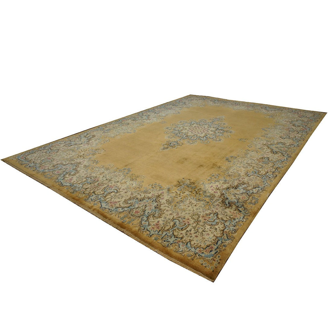 Antique Persian Kerman 10X14 Gold Area Rug #9901155 image 1