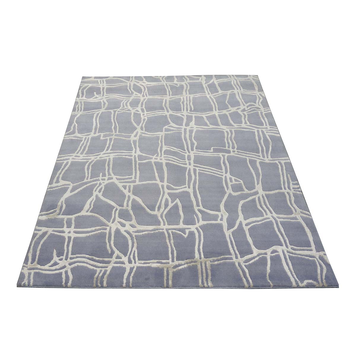 Nepalese Modern Wool & Silk 4X6 Slate Blue Area Rug #9902908 image 4