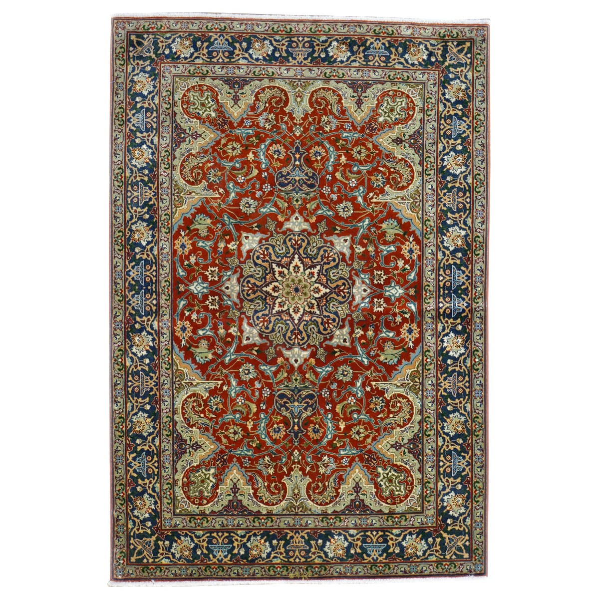 Antique Persian Tabriz 3x4 Red & Navy Handmade Area Rug #1143878 image 0