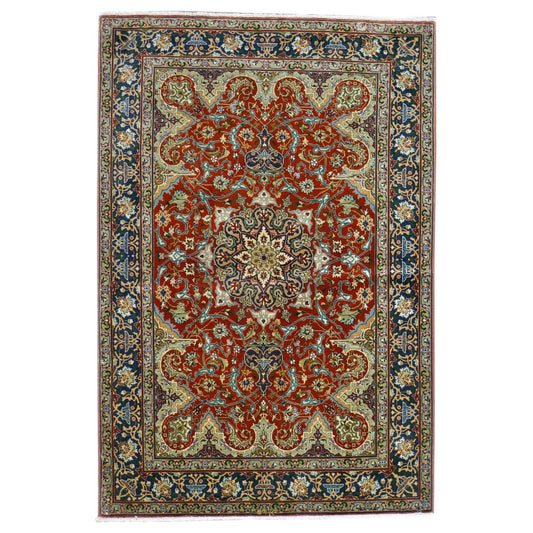 Antique Persian Tabriz 3x4 Red & Navy Handmade Area Rug #1143878 image 0