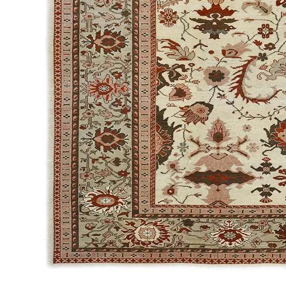 21st Century Persian Sultanabad 10x11 Ivory & Red Handmade Area Rug #1141374 image 1