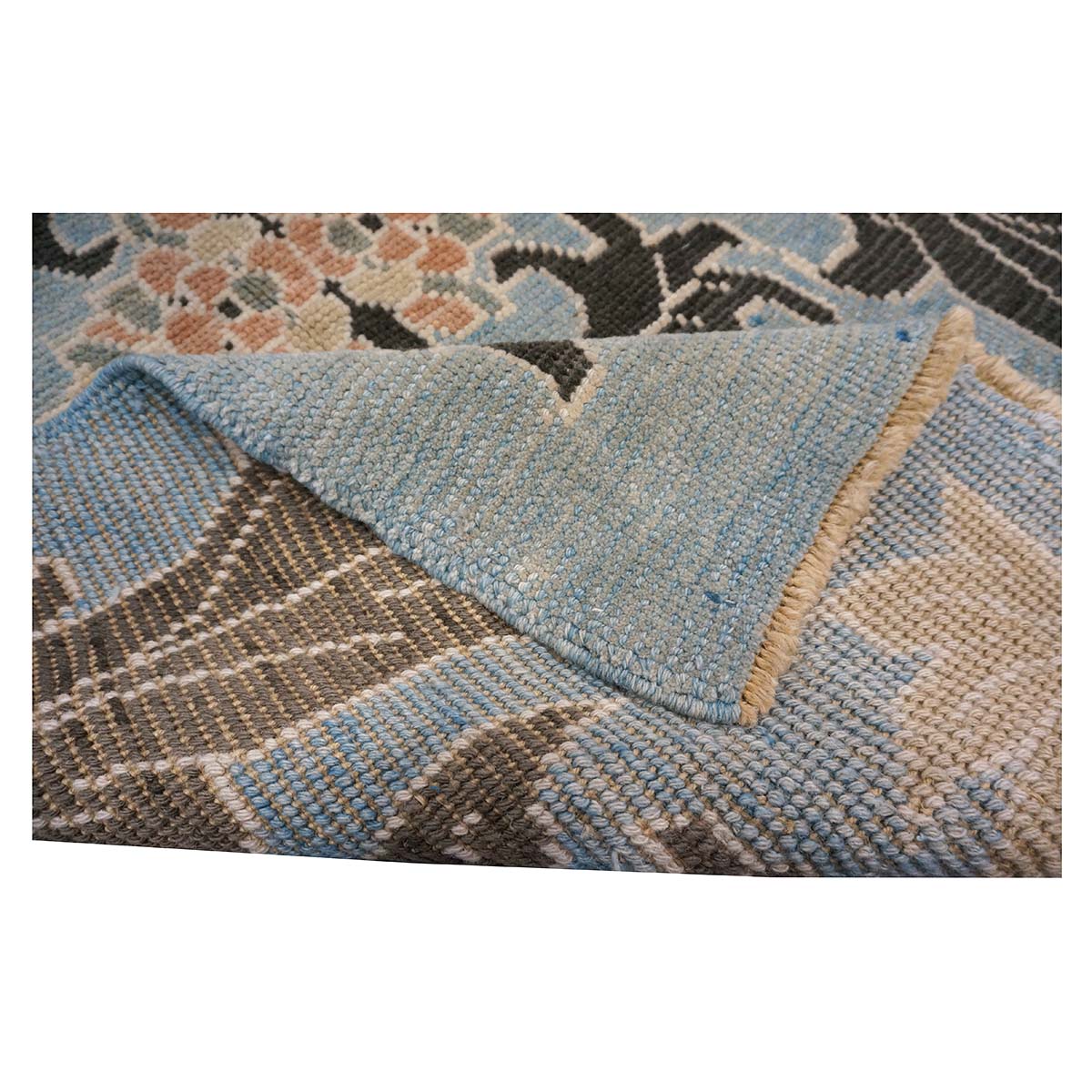 21st Century Turkish Donegal Oushak 4x6 Light Blue & Black Handmade Area Rug #1141501 image 6