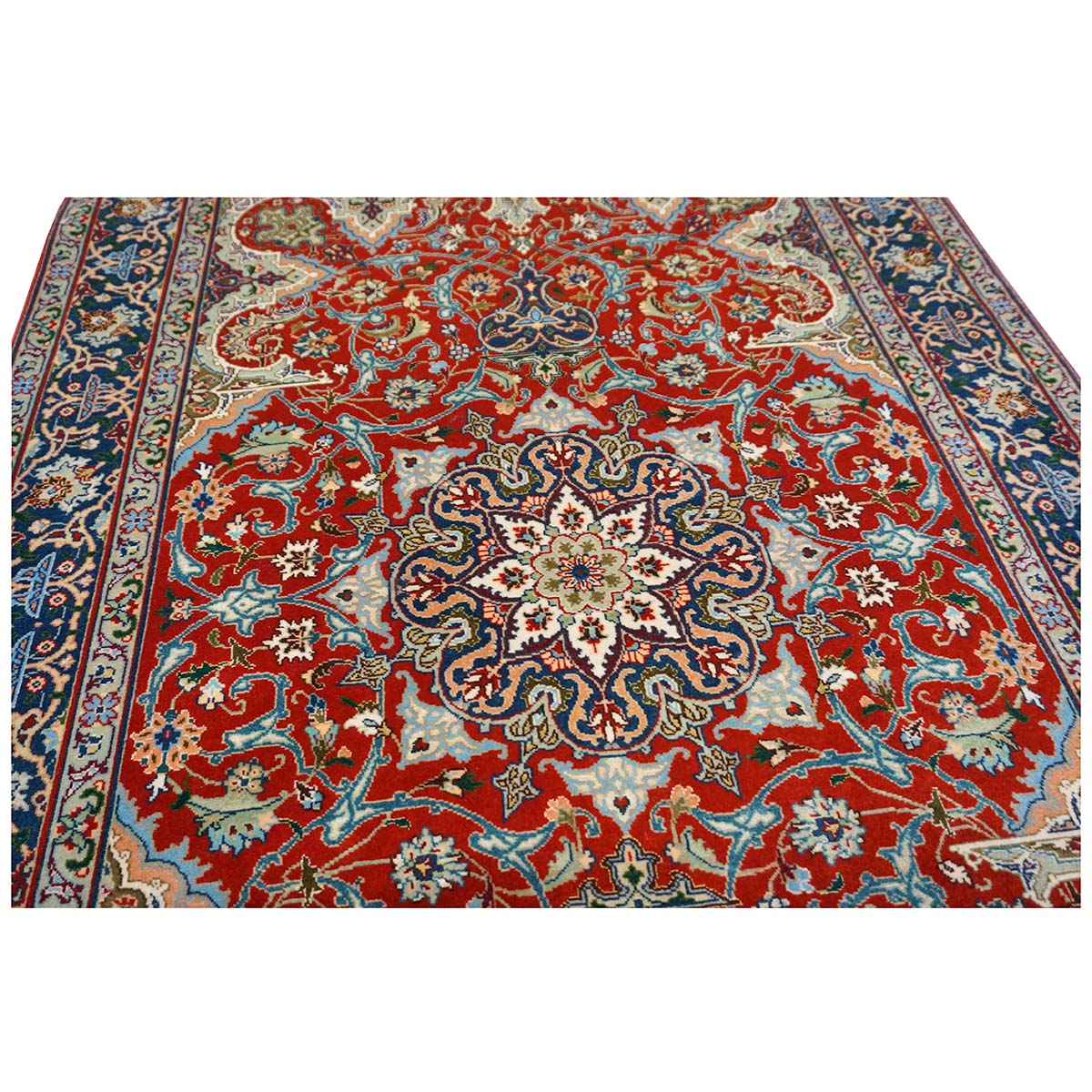 Antique Persian Tabriz 3x4 Red & Navy Handmade Area Rug #1143878 image 5