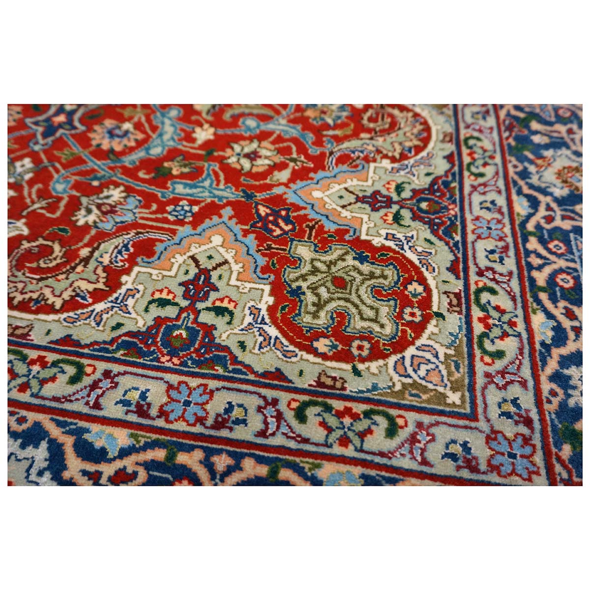 Antique Persian Tabriz 3x4 Red & Navy Handmade Area Rug #1143878 image 7