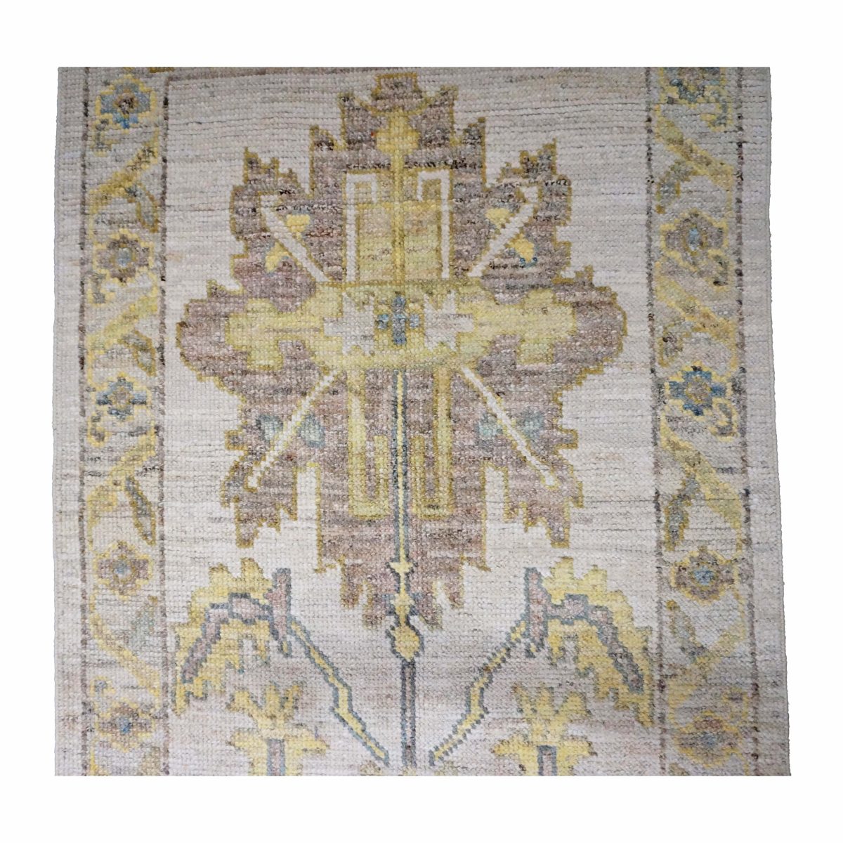 21st Century Turkish Oushak 3X19 Gold& Ivory Handmade Area Rug #1144106 image 2