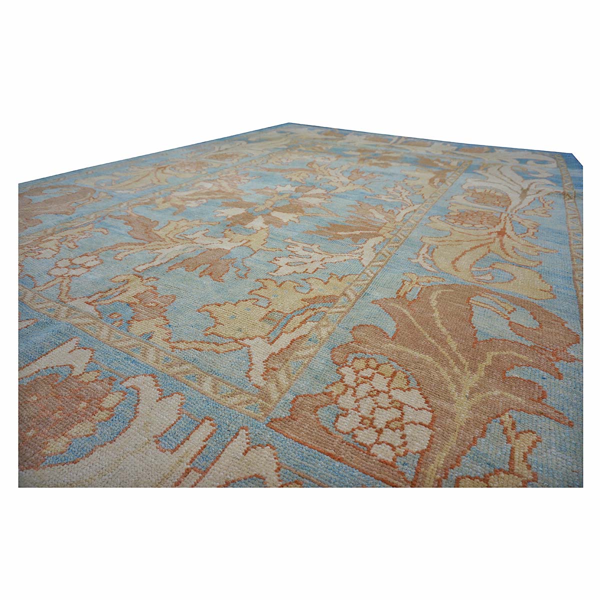 21st Century Turkish Donegal Oushak 8x11 Blue, Ivory, & Clay Area Rug #1140682 image 6
