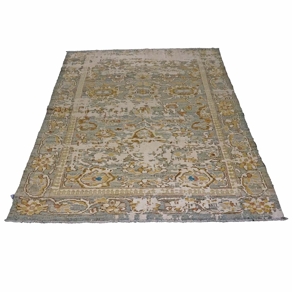 21st Century Turkish Oushak 4X6 Gray, Khaki, Ivory & Gold Handmade Area Rug #1144146 image 1