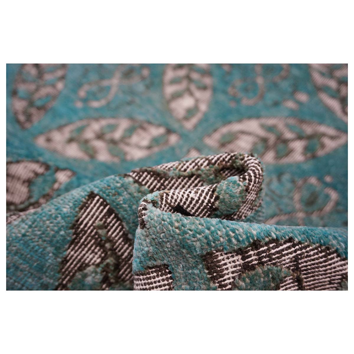 Afghan Modern OXO Cutout Wool 4x19 Teal & Ivory Handmade Gallery Rug #5013073