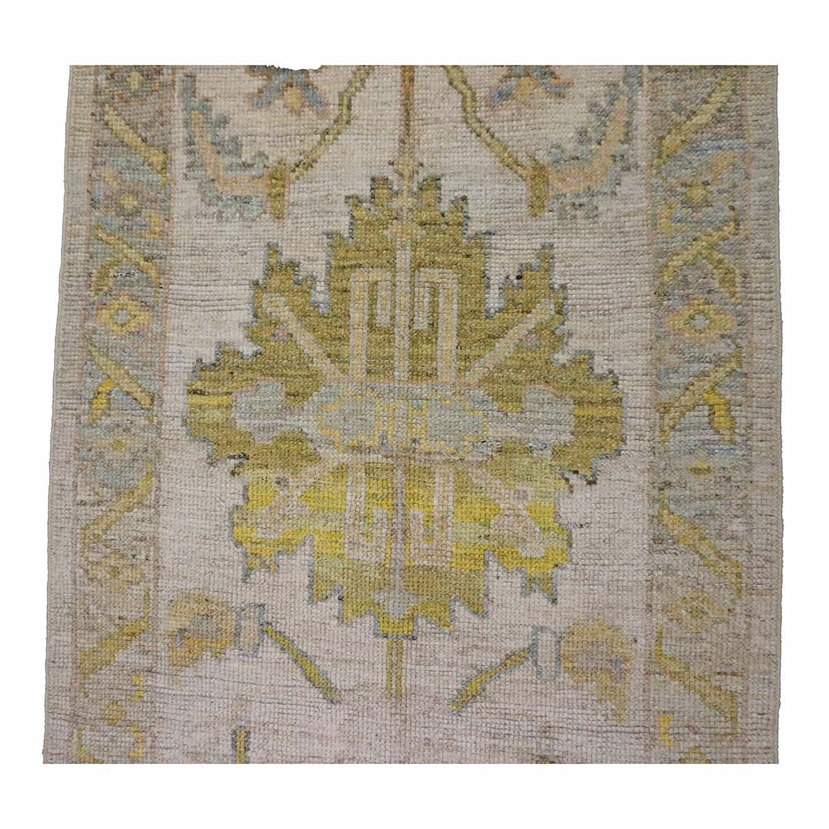 21st Century Turkish Oushak 3X19 Gold& Ivory Handmade Area Rug #1144106 image 1