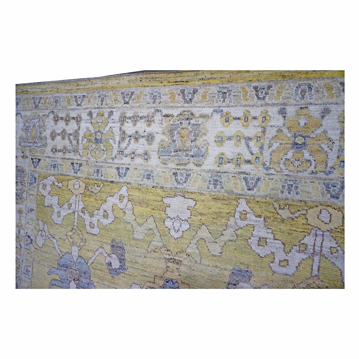 21st Century Turkish Oushak 9X13 Gold, Ivory & Gray Handmade Area Rug #1144134 image 7