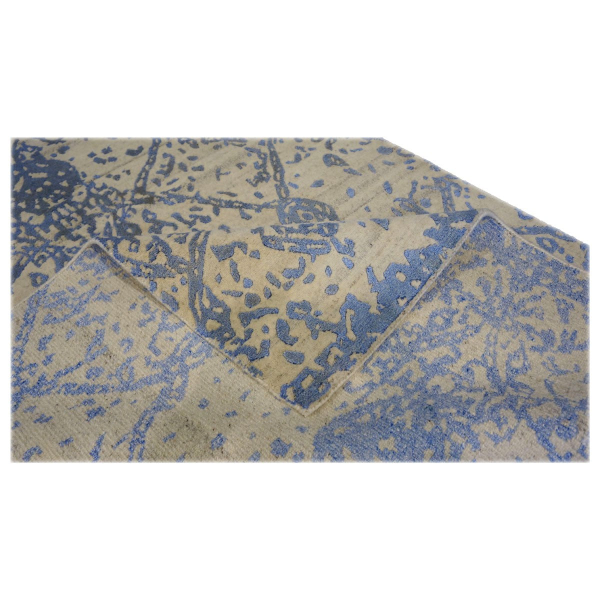 Nepalese Modern Wool & Silk 4X6 Blue Area Rug #9902954 image 5