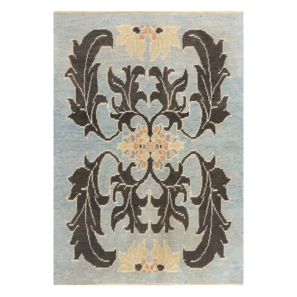 21st Century Turkish Donegal Oushak 4x6 Light Blue & Black Handmade Area Rug #1141501 image 0