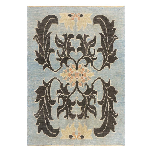 21st Century Turkish Donegal Oushak 4x6 Light Blue & Black Handmade Area Rug #1141501 image 0
