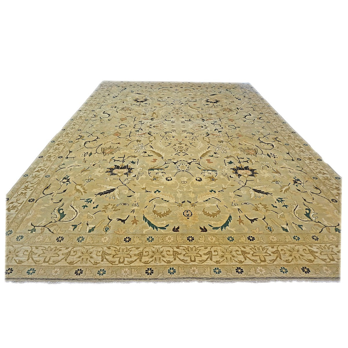 Turkish Agra 9x12 Light Olive and Khaki Handmade Area Rug #1141219 image 3