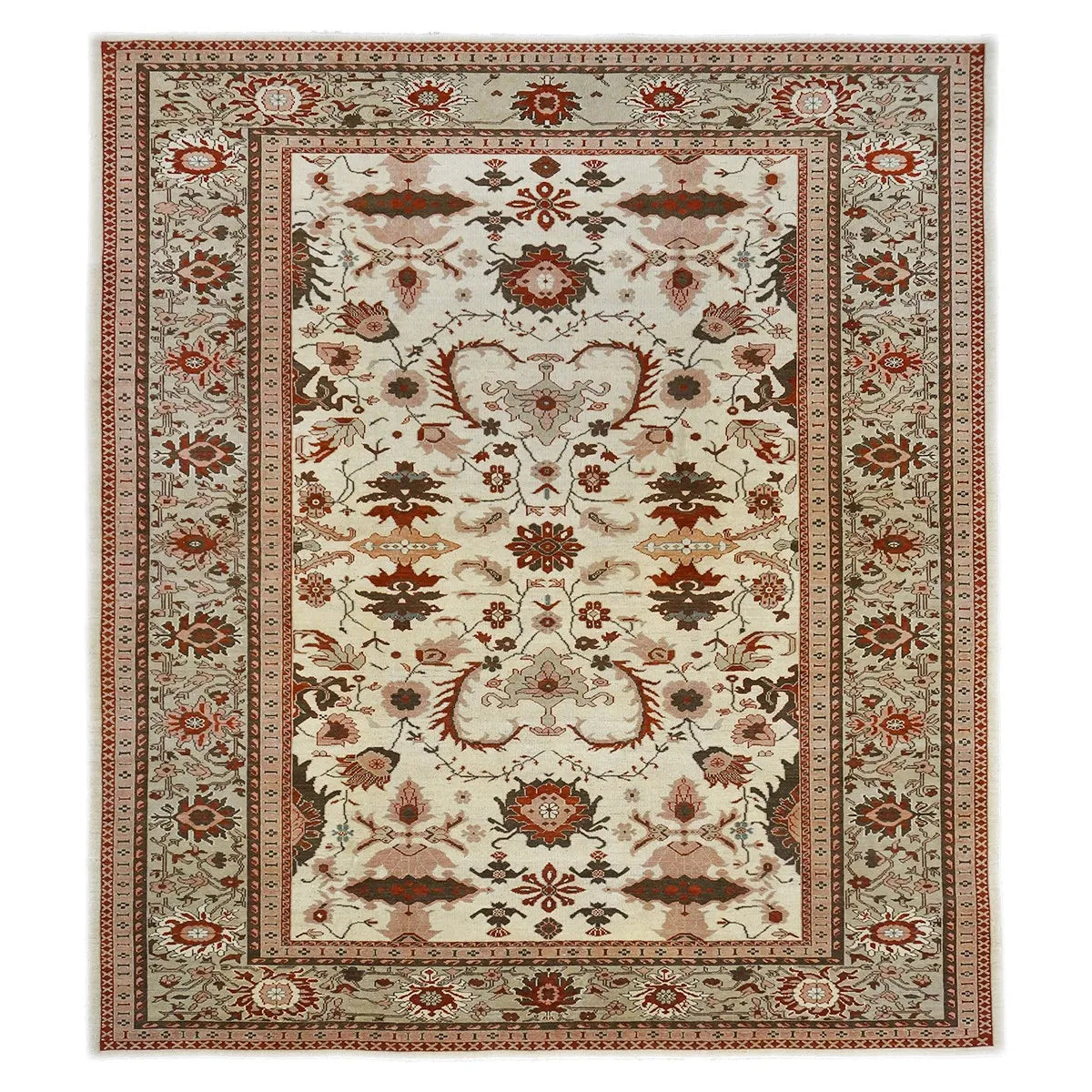 21st Century Persian Sultanabad 10x11 Ivory & Red Handmade Area Rug #1141374 image 0