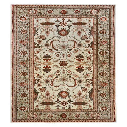21st Century Persian Sultanabad 10x11 Ivory & Red Handmade Area Rug #1141374 image 0