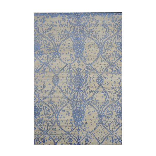 Nepalese Modern Wool & Silk 4X6 Blue Area Rug #9902954 image 0