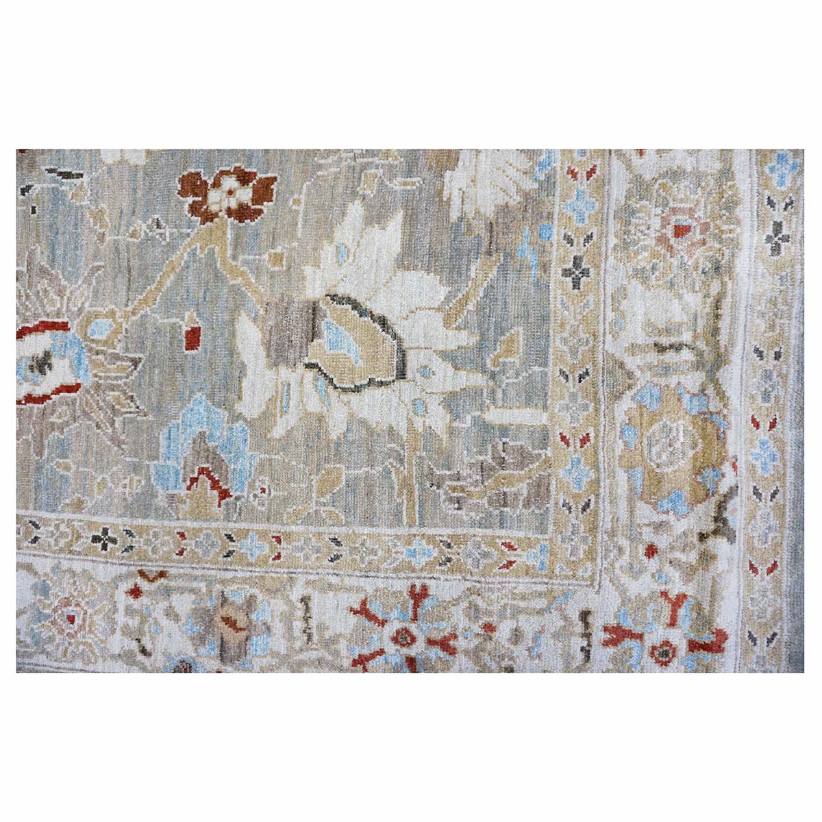 Persian Sultanabad 8x8 Square Tan, Blue, & Ivory Area Rug #1143023 image 6
