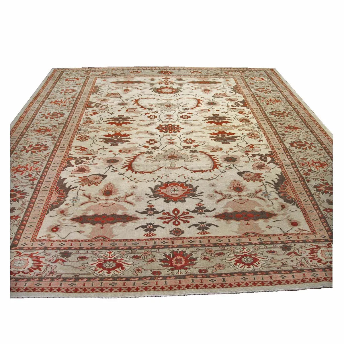 21st Century Persian Sultanabad 10x11 Ivory & Red Handmade Area Rug #1141374 image 2