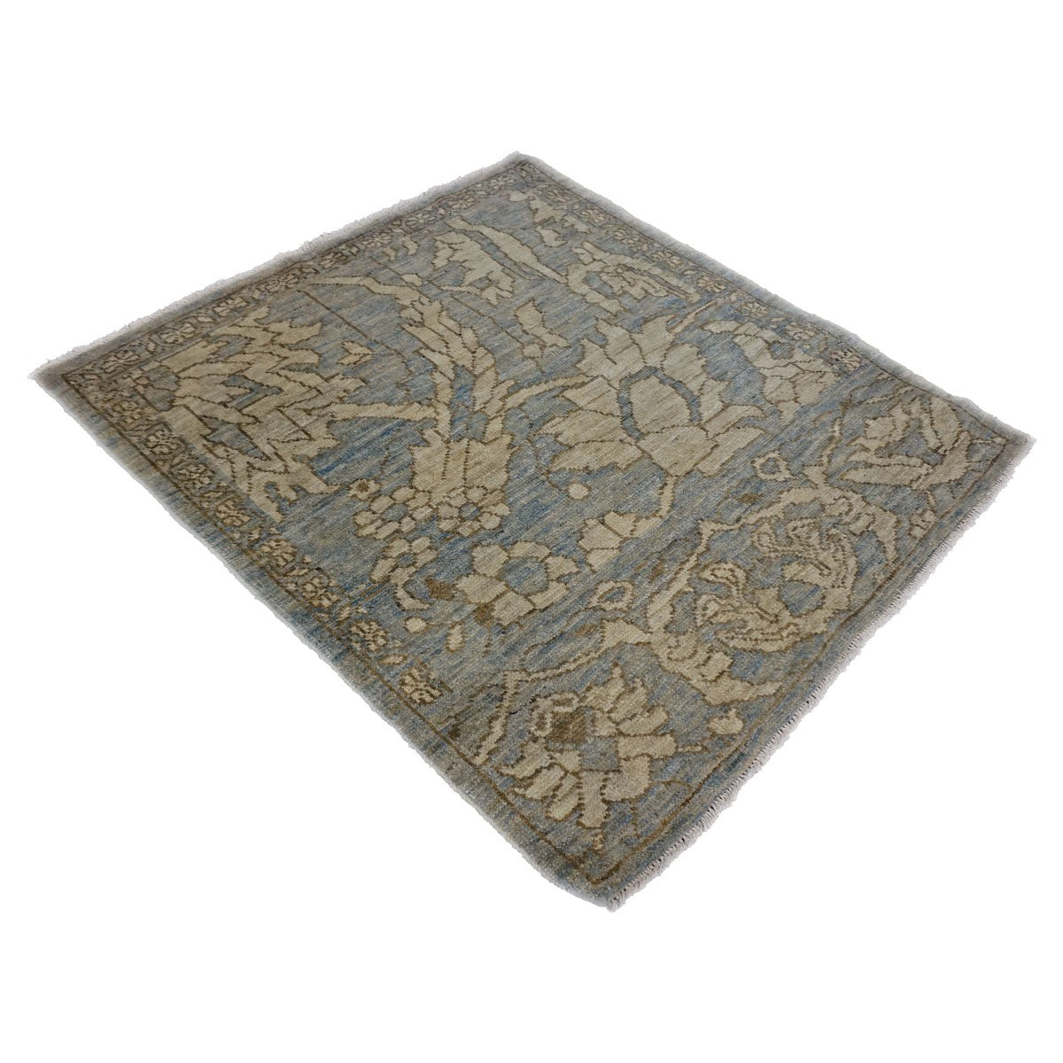 Persian Sultanabad 3x3 Slate Blue & Grey Handmade Area Rug #1141335 image 1