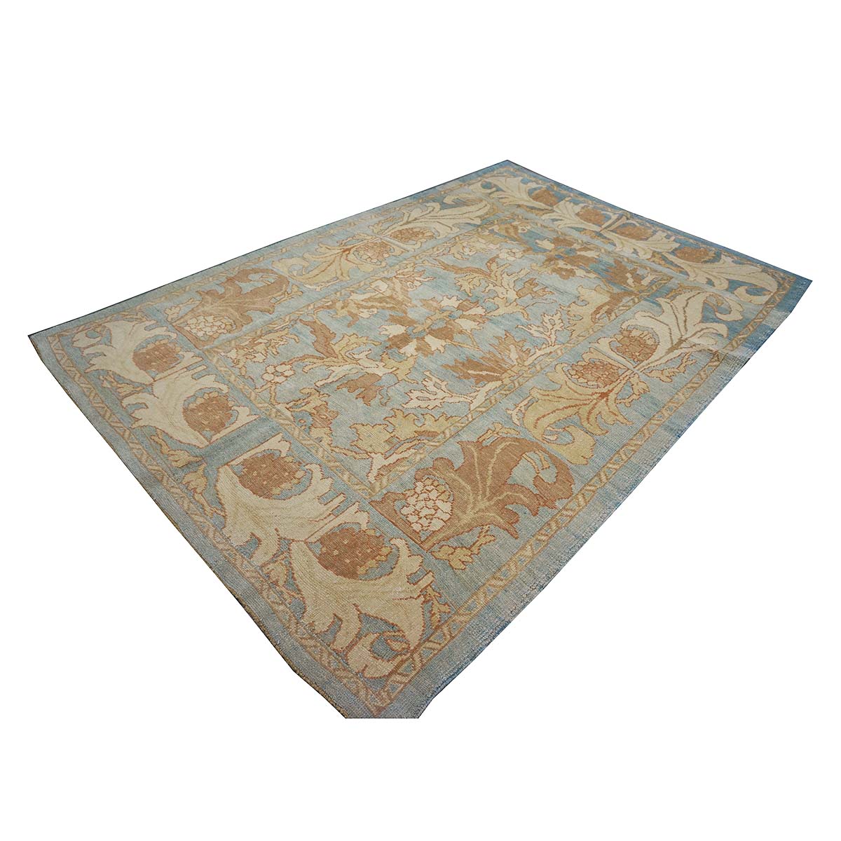21st Century Turkish Donegal Oushak 8x11 Blue, Ivory, & Clay Area Rug #1140682 image 1